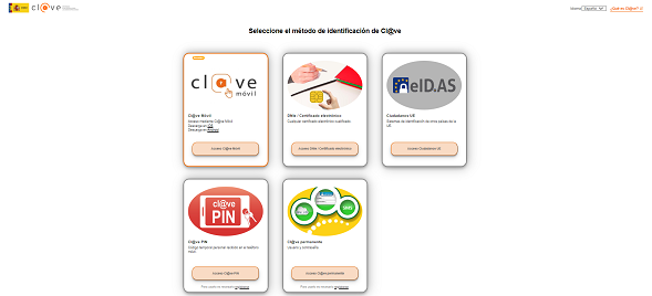 Imágenes del acceso a la pasarela cl@ve